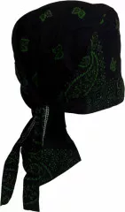 Bandana Kopftuch Schwarz Grün Paisley