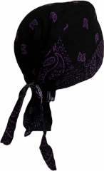 Fitted Bandana Cap Black Purple Paisley
