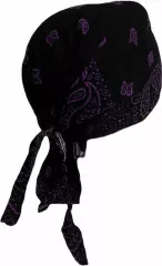 Bandana Kopftuch Schwarz Lila Paisley