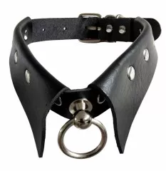 Faux Leather Gothic Collar With Ring