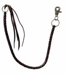 Brown leather wallet chain