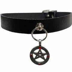 Pentagram Collar Choker - red stones