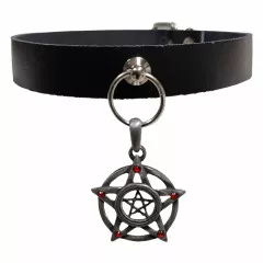 Pentagram Choker - red stones