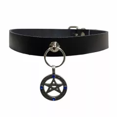 Halsband Choker Pentagramm - blaue Steine