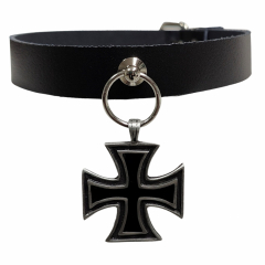 Leather Collar Choker - Iron Cross