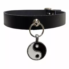 Leather Collar Choker Yin Yang