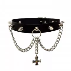 Leather Collar Choker Killer Studs & small Iron Cross