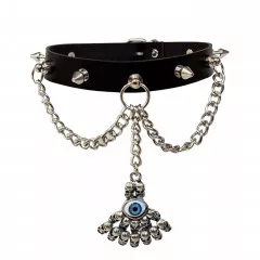 Leather Collar Choker Killer Studs & Skulls