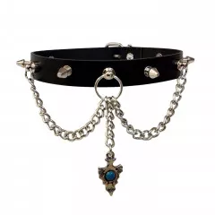 Leather Collar Choker Killer Studs & vintage Arrowhead