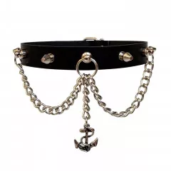 Leather Collar Choker Killer Studs & Anchor