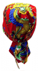 Fitted Bandana Cap Red Chinese Dragon