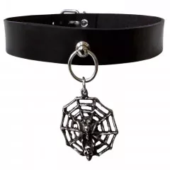 Leather Collar Choker Spider & Skull