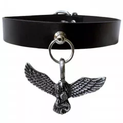 Leather Collar Choker Eagle & Snake
