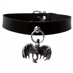 Leather Collar Choker Skull Bat
