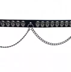 1 Row Skull Studded Leather Belt with Chains