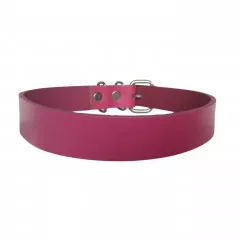 Leather Collar Choker In Magenta