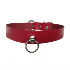 Red Leather O-Ring Collar Choker