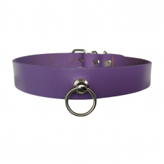 Lilac Leather O-Ring Collar Choker