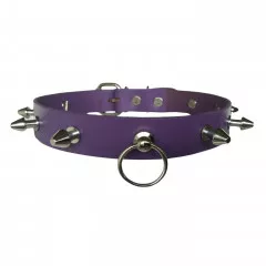 Killer Studded Purple Leather O-Ring Collar Choker