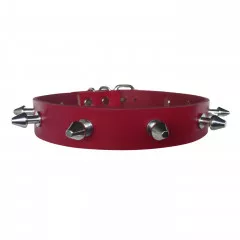 Red Killer Studded Leather Choker