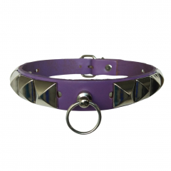Purple Pyramid Studded O-Ring Choker