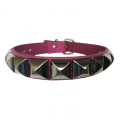 Pyramid Studded Choker In Magenta Color