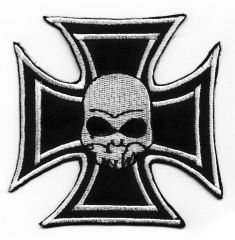 Embroidered Patch Iron Cross Skull