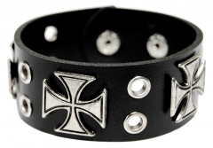 Wristband Black Cross Studs - 3 cm Width