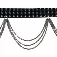 Killer Stud Leather Belt 3 Row with Chains
