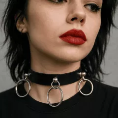 Leather Collar Choker O Rings