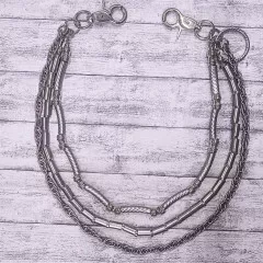 3 row trouser metal chain in silver color