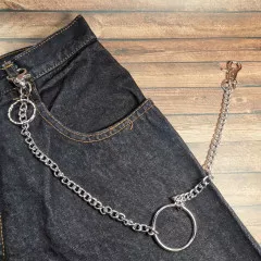 Biker Keychain with O Ring | 2 Snap Hooks | 1 Keyring | 56 cm total length