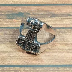 Thor Hammer Stainless Steel Fingerring | Mythological Symbol | V-Ring