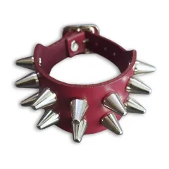 Conenieten Lederarmband | Weinrot