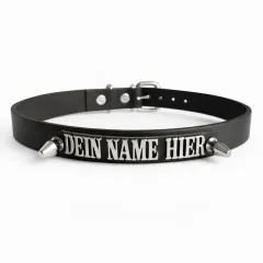 Lederhalsband mit individuellem Namen | Killernieten