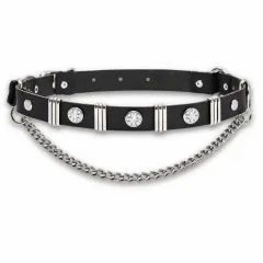 Leather Bootstrap - Rhinestone Studs