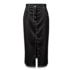 Gothic / Alternative Damenrock – Schwarz mit weißen Kontrastnähten