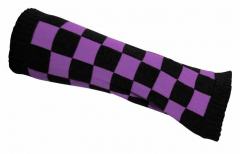 Arm sleeves with black and lila chess pattern