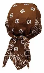 Bandana Cap Brown White Paisley