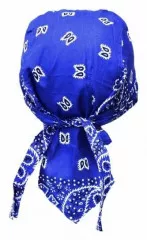 Bandana Cap Blue White Paisley