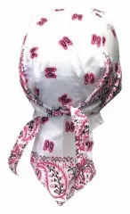 Bandana Kopftuch Weiß Rosa Paisley