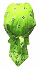 Bandana Cap Light Green White Paisley