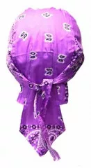 Bandana Cap Purple and White Paisley