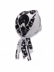 Bandana Cap White Black Skulls