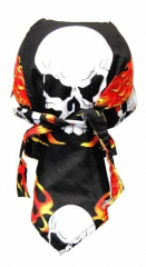 Bandana Cap Black Flaming Skull