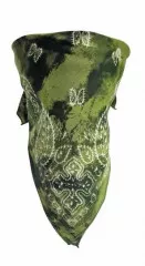 Bandana Head Wrap Scarf Olive Green Batik Paisley