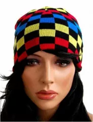 Multi Colored Chess Pattern Beanie Multi Colored Chess Pattern Beanie