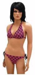 Bikini Pink Schwarz mit Mini Totenköpfen