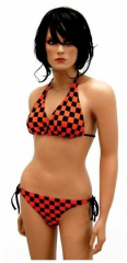 Bikini Orange Schwarz mit Schachmuster