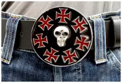 Belt Buckle Iron Cross & Skull